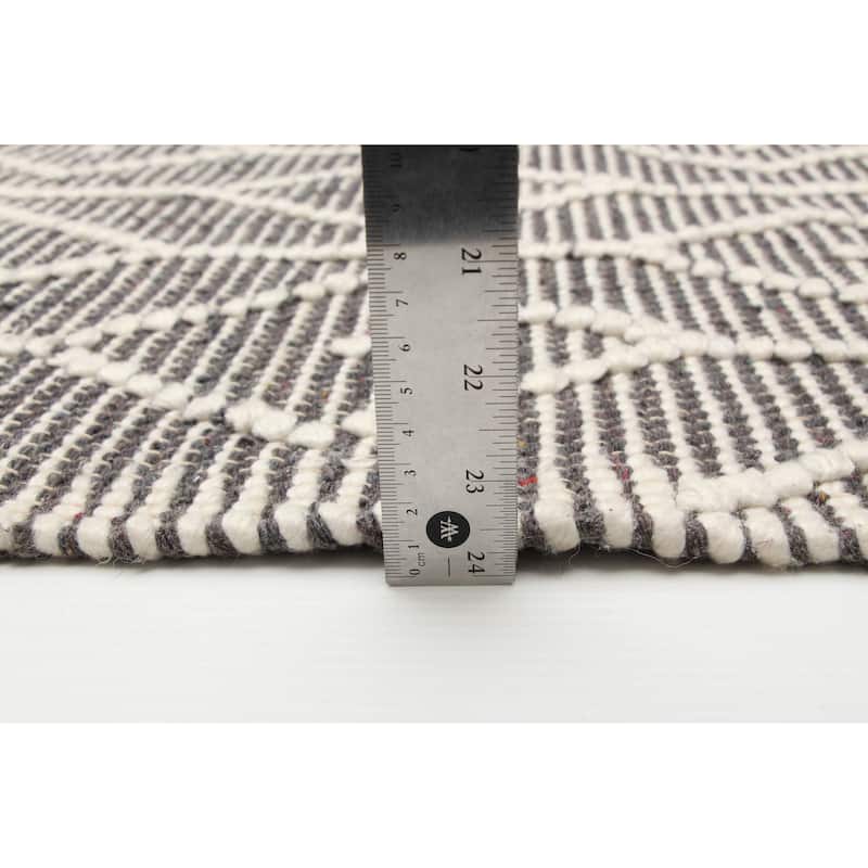 ECARPETGALLERY Braid weave Sienna Grey Wool Rug - 6'2 x 8'11