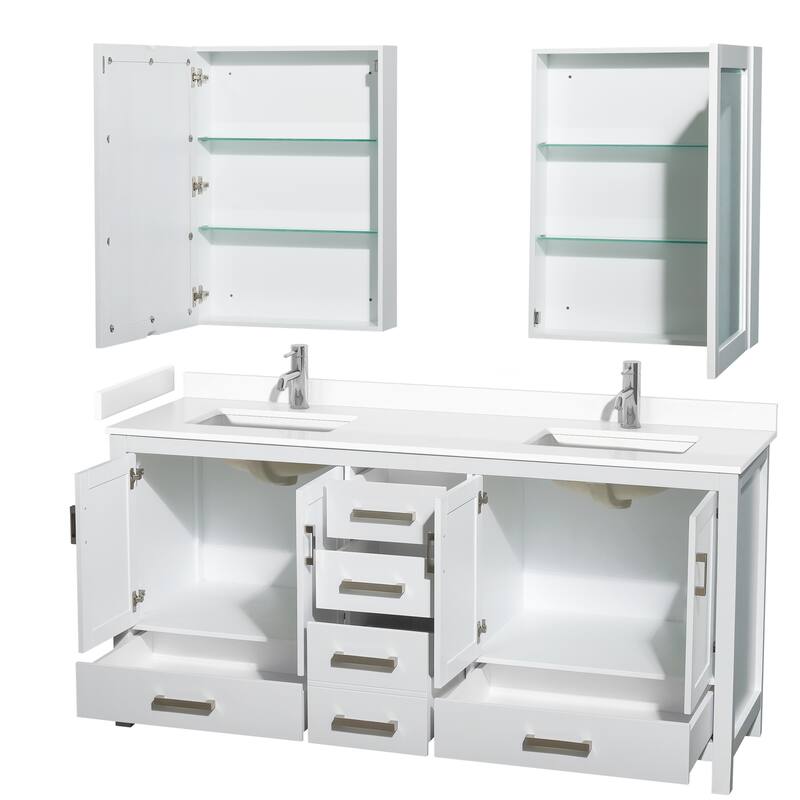Sheffield Double Bathroom Vanity Set, Cultured Top, Medicine Cabinets