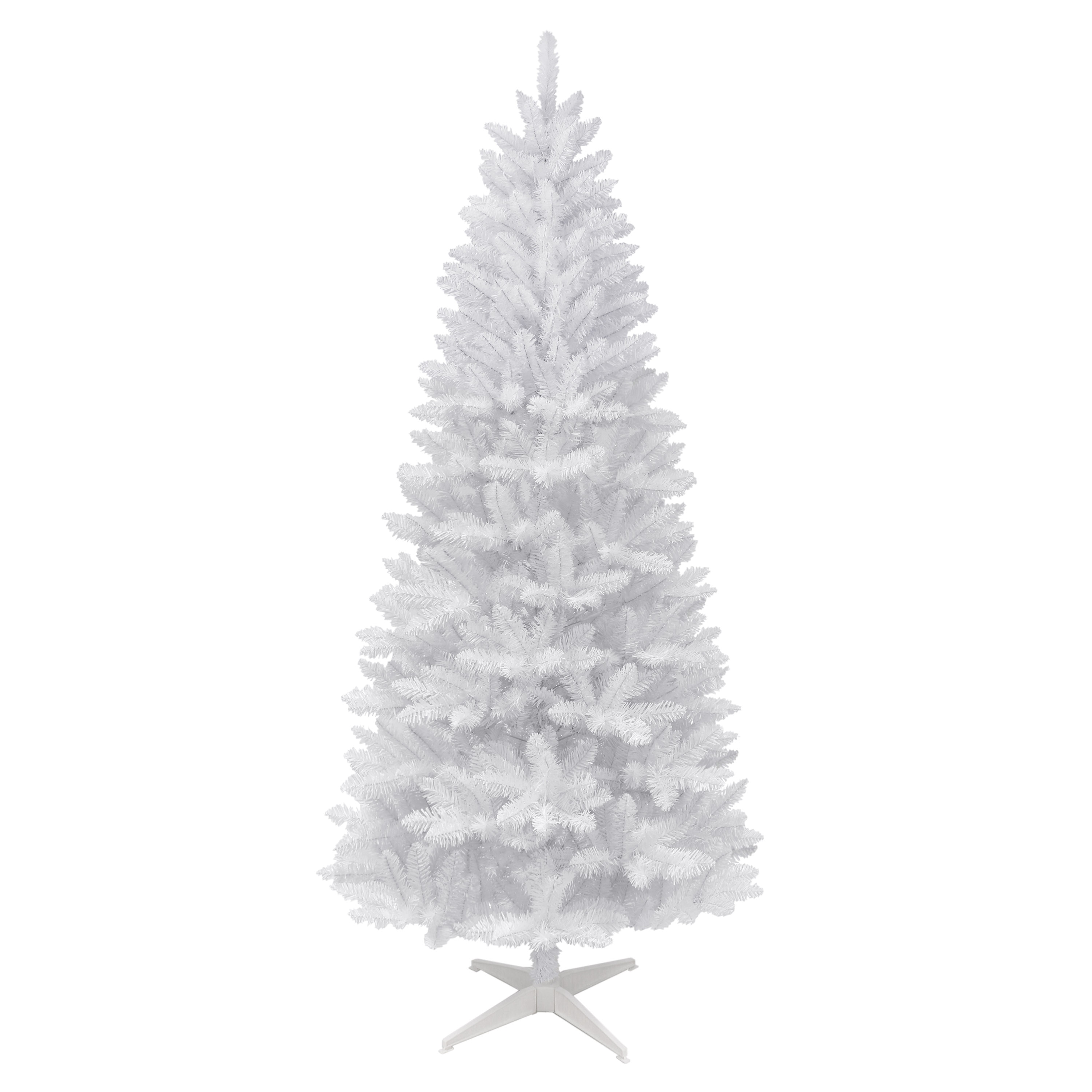 Puleo International 7 ft. Unlit White Carson Artificial Pine Tree
