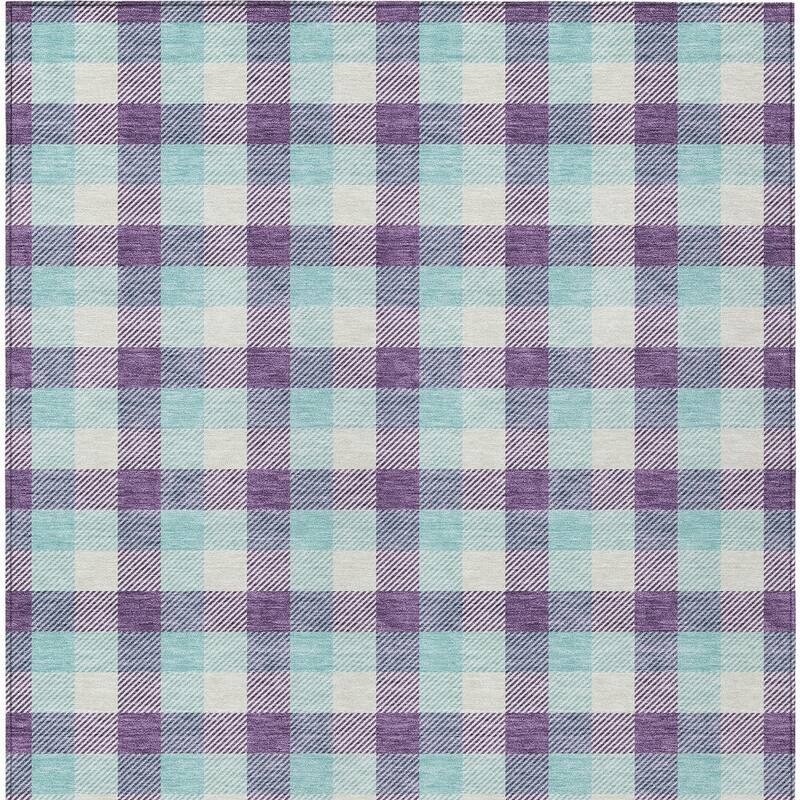 HomeRoots Plaid Transitional Rectangle Outdoor Rug