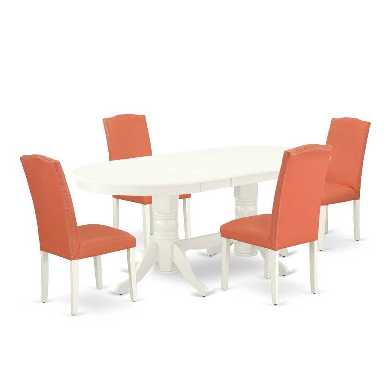 Gothic Glamour Dining Set 5pc - Pink Flamingo Table & 4 Parsons Chairs - Modern Dining Room Furniture