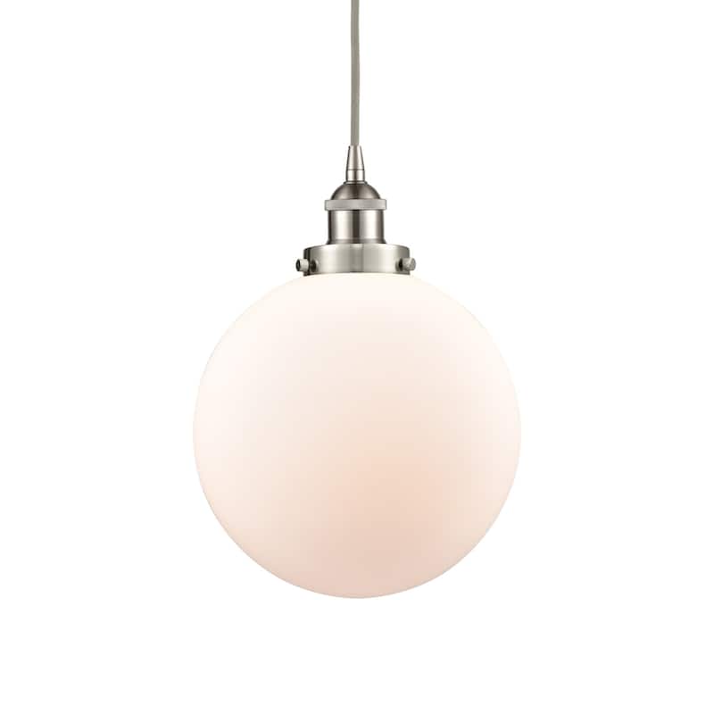 Innovations Lighting 616-1PH-14-10 Beacon Pendant Beacon 10" Wide - Brushed Satin Nickel / Matte White