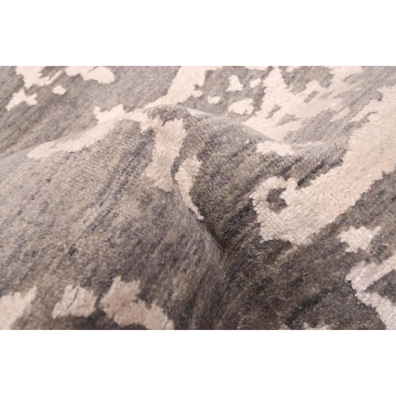 ECARPETGALLERY Hand-knotted Legacy Dark Grey Silk, Wool Rug - 2'5 x 12'3