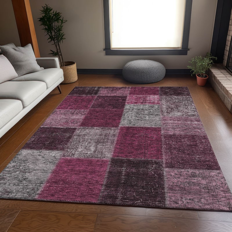 Premium Washable Super Soft Vintage Global Mayfield Rug - Merlot - 5' x 7' 6" - Rectangle
