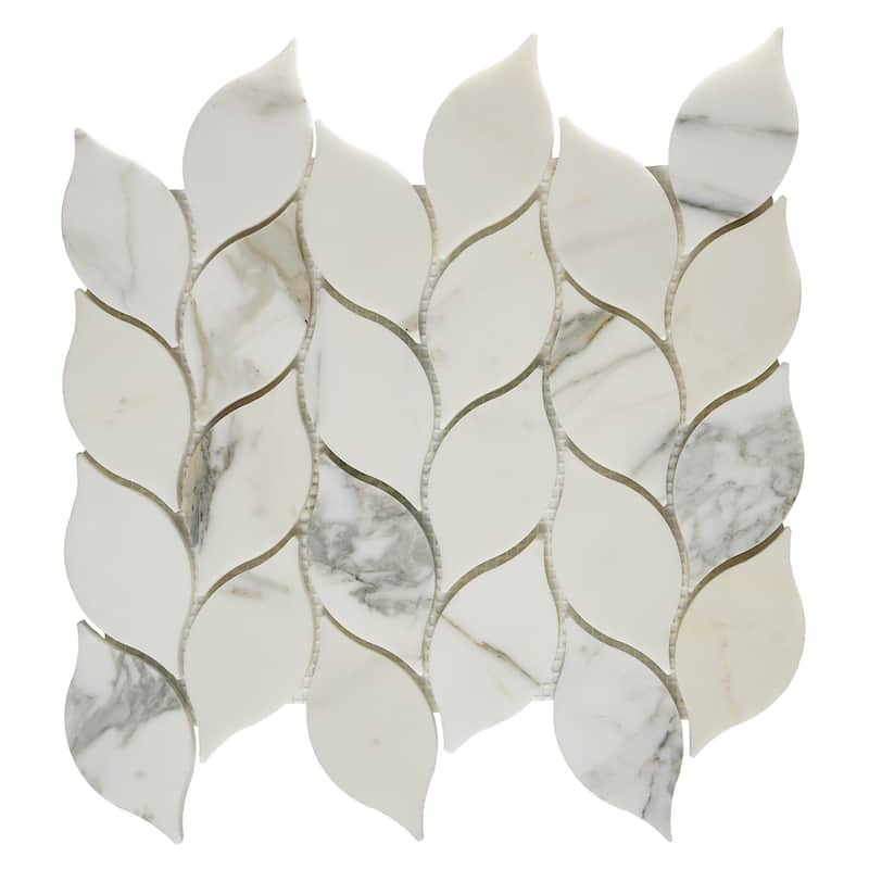 Calacatta Marble Leaf Honed Mosiac Tile - 5 Sheets (3.90 sf) - White