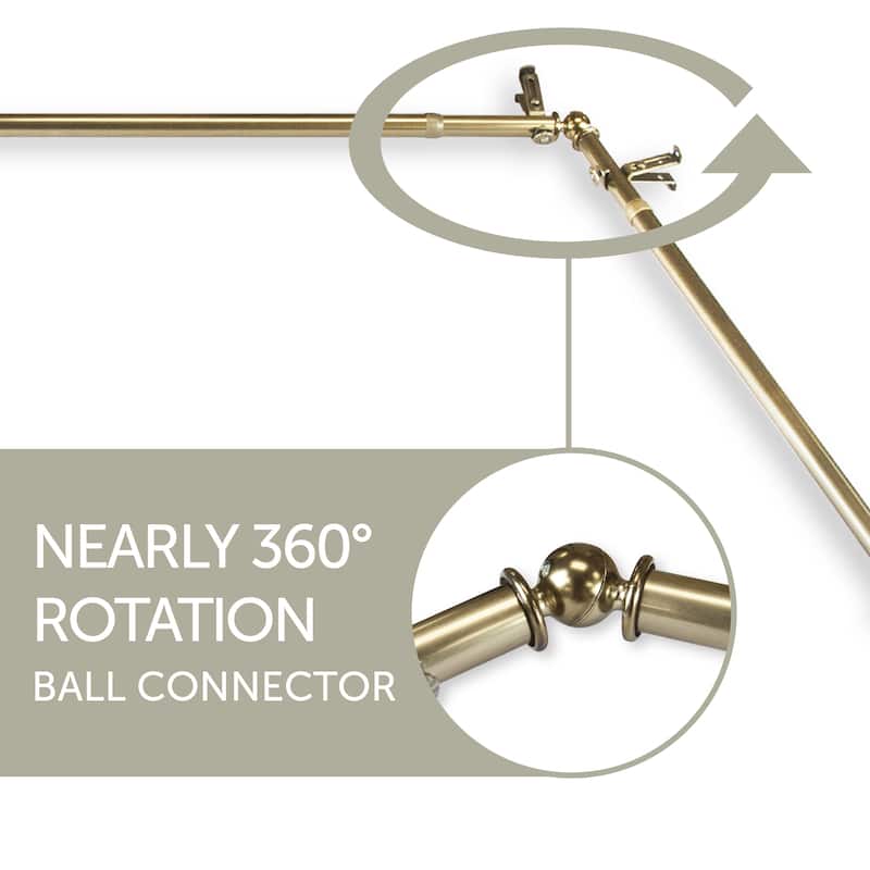 Curtain Rods & Hardware Set - Adjustable Rods, Unique Finials, Satin Nickel Finish - M