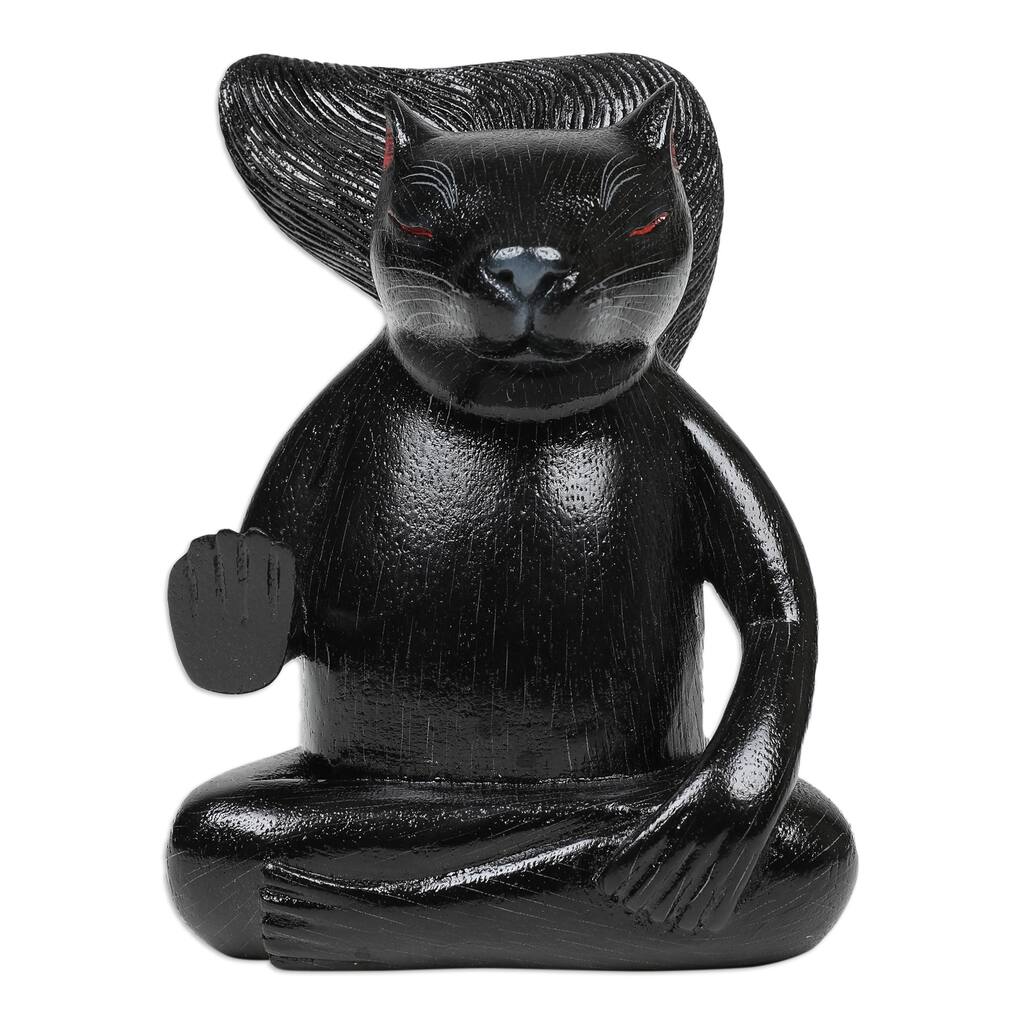 Novica Handmade Blessing Squirrel In Black Wood Sculpture