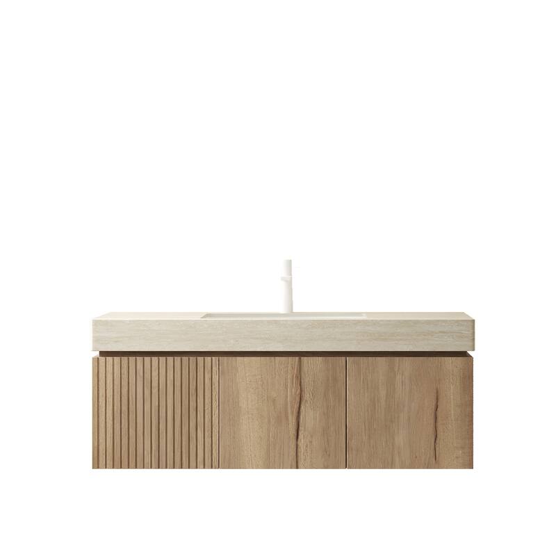 48" Bathroom Vanity with Sink, Wall-Mounted Plywood Bathroom Storage Cabinet with Drawer and 2 Doors