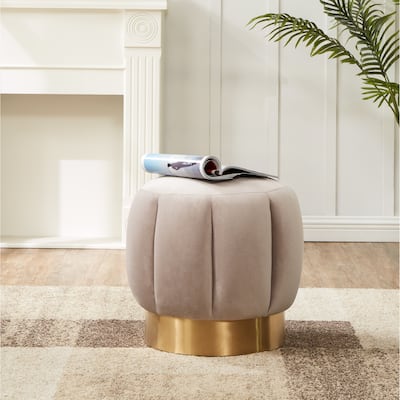 SAFAVIEH Couture Maxine Channel Tufted Ottoman - 18.9" W x 18.9" L x 18.5" H