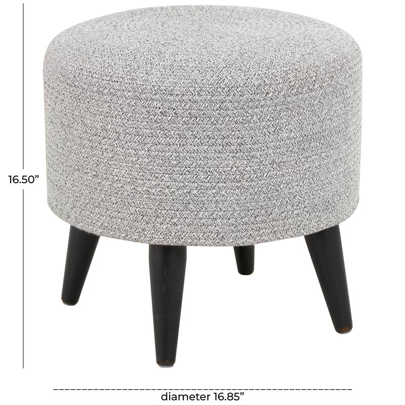 Light Gray or Beige Polyester Chevron Textured Stool with Black Wooden Legs