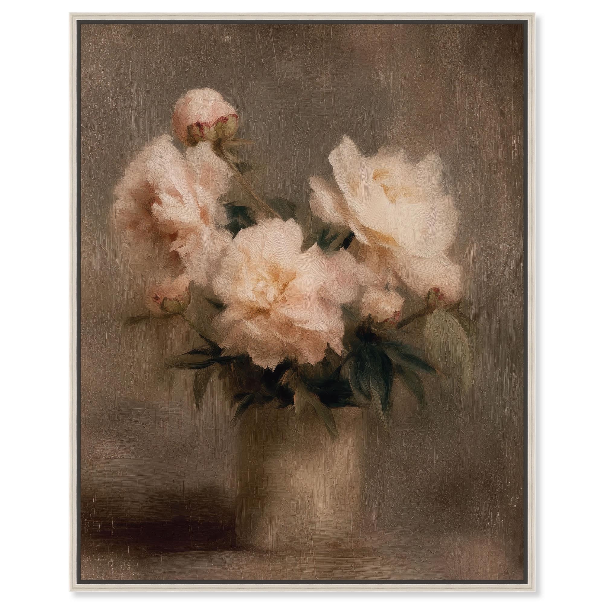 Vintage Peonies I Fashion Decor Framed Canvas Print by Art Remedy