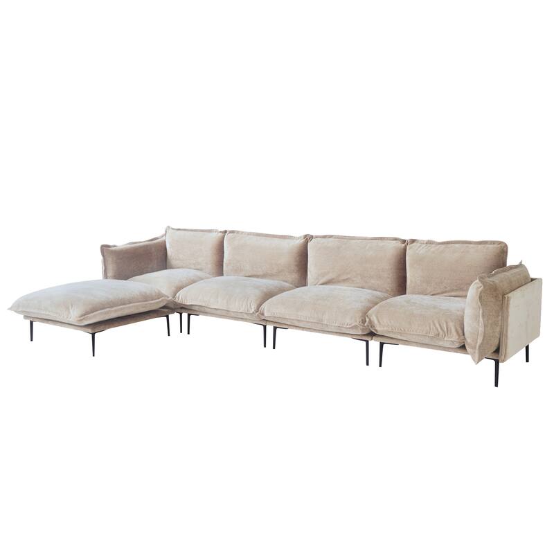 147.24" L-shaped Velvet Sectional Sofa Modern Modular Sofa Deep Seat Upholstered Cloud Couch