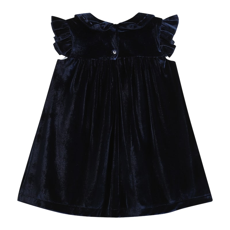 Lil Cactus Navy Blue Velvet Flutter Sleeve Dress