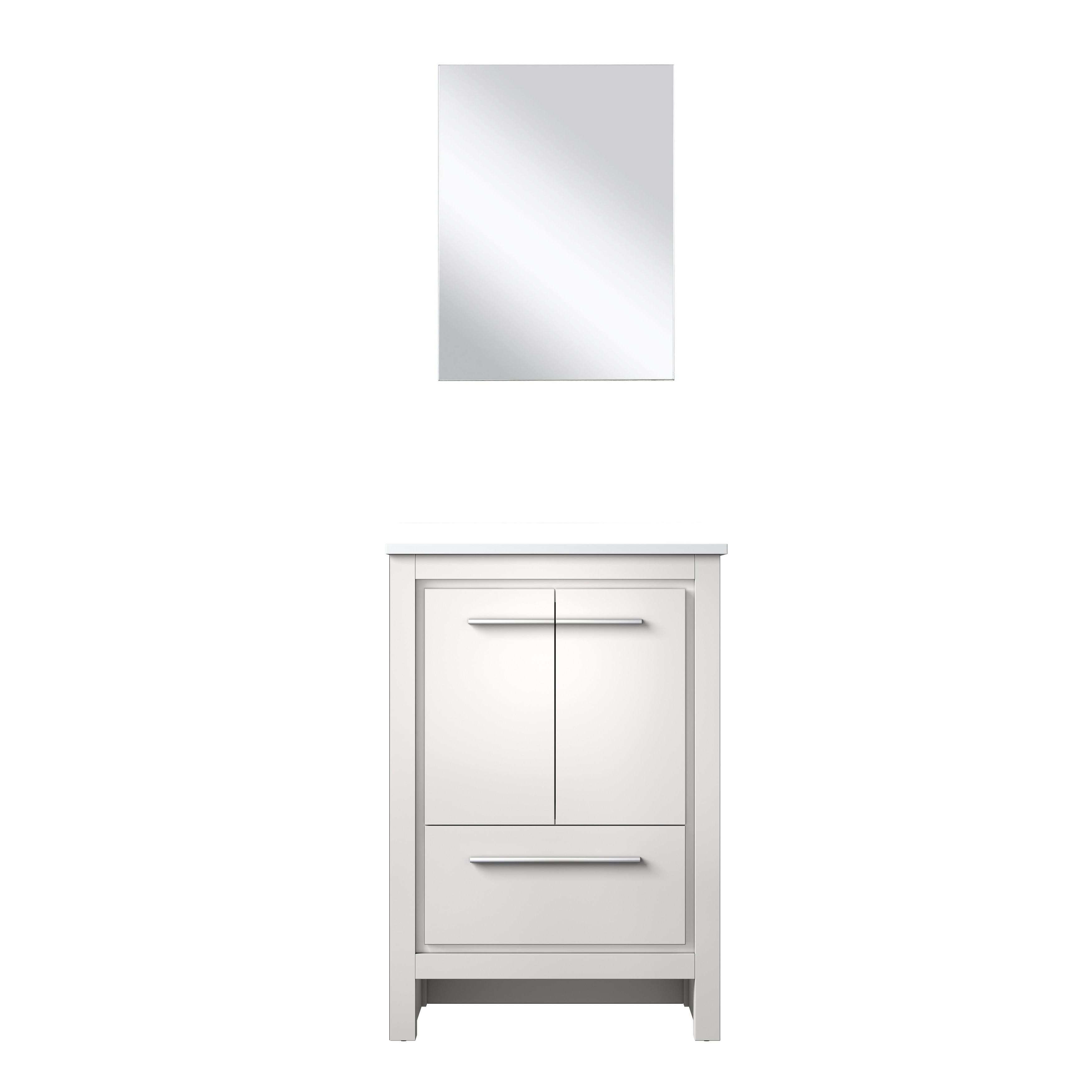 Lafarre Bath Vanity, White Quartz Top and Mirror.
