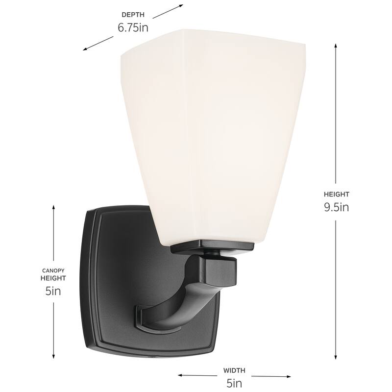 Kichler Lighting Marant 9.5" 1-Light Wall Sconce with Opal Glass in Black