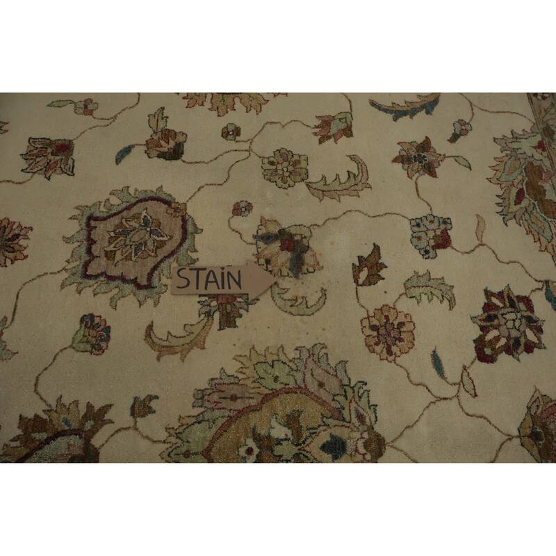 Hand Knotted Oriental 100% Wool Carpet Traditional All-Over Beige & Ivories Peshawar Area Rug - 13' 11'' X 9' 11''