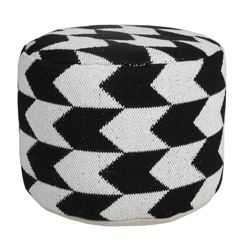 HomeRoots 18" Black Cotton Blend Ottoman