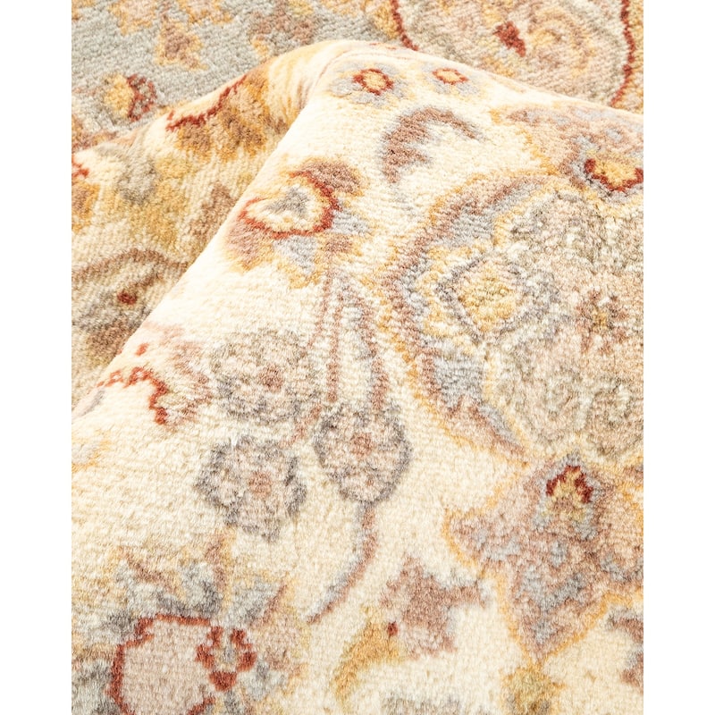 Overton Hand Knotted Wool Traditional Oriental Ivory Area Rug - 5' x 8'