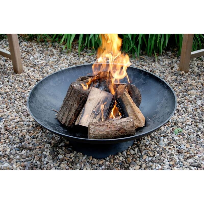 30.5" Black Solid Extra Large Outdoor Patio Garden Low Fire Bowl