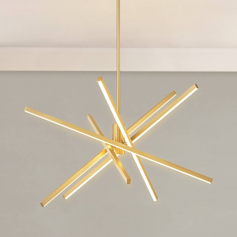 5-Light Modern Sputnik Linear Pendant Lights Integrated LED Kitchen Island Lighting