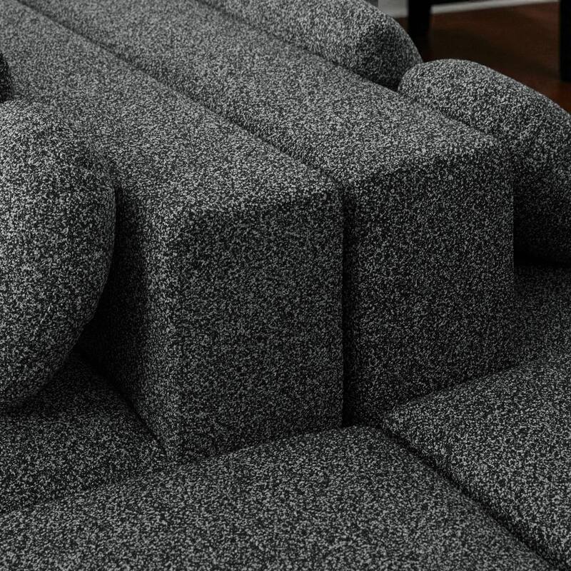 114.9" Modular Sectional Boneless Couch Sofa Bed with Deep Seats and Curved Design, Boucle Upholstered Sofa for Living Room