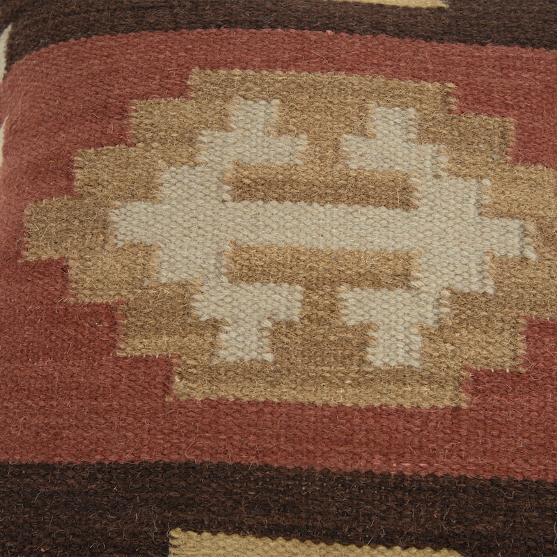 Rizzy Home Brown and Beige Southwest Hand Crafted Throw Pillow