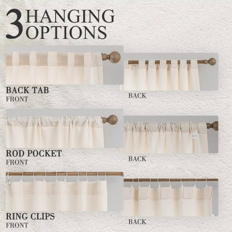 Cotton Blend Light Filtering Textured Back Tab/Rod Pocket Curtain Pair (Set of 2)