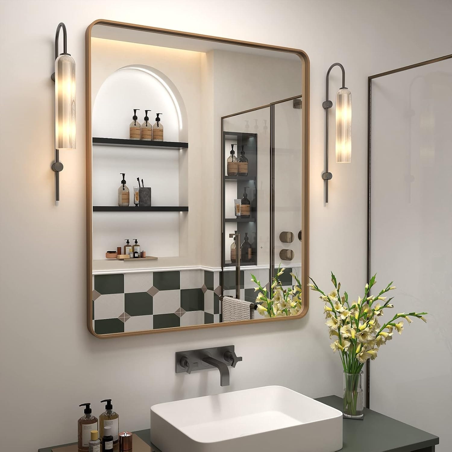 Aluminum alloy Framed Tempered Glass Wall Bathroom Vanity Mirror