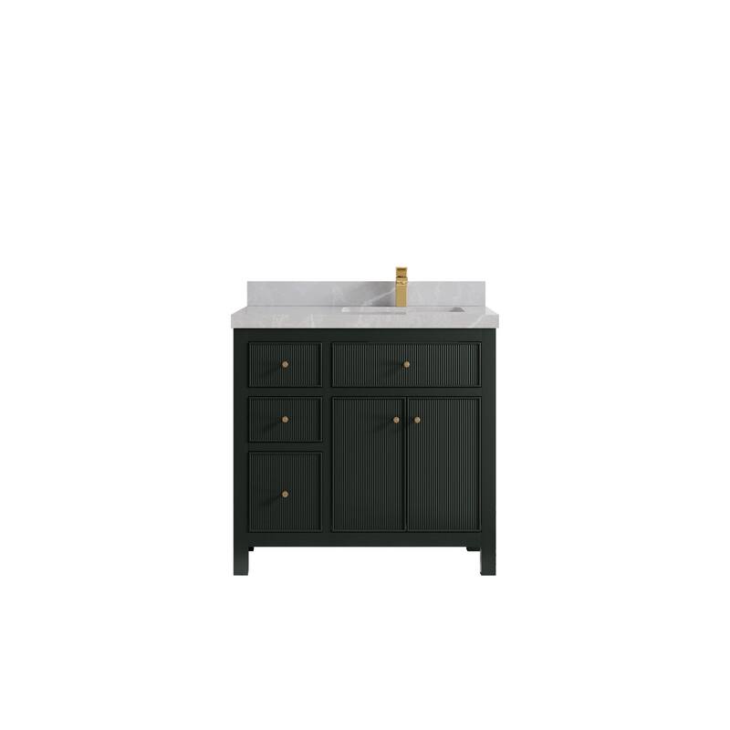 Willow Collections 36 in W x 22 in D Sonoma Right Offset Free Standing Reeded Bathroom Vanity with Countertop
