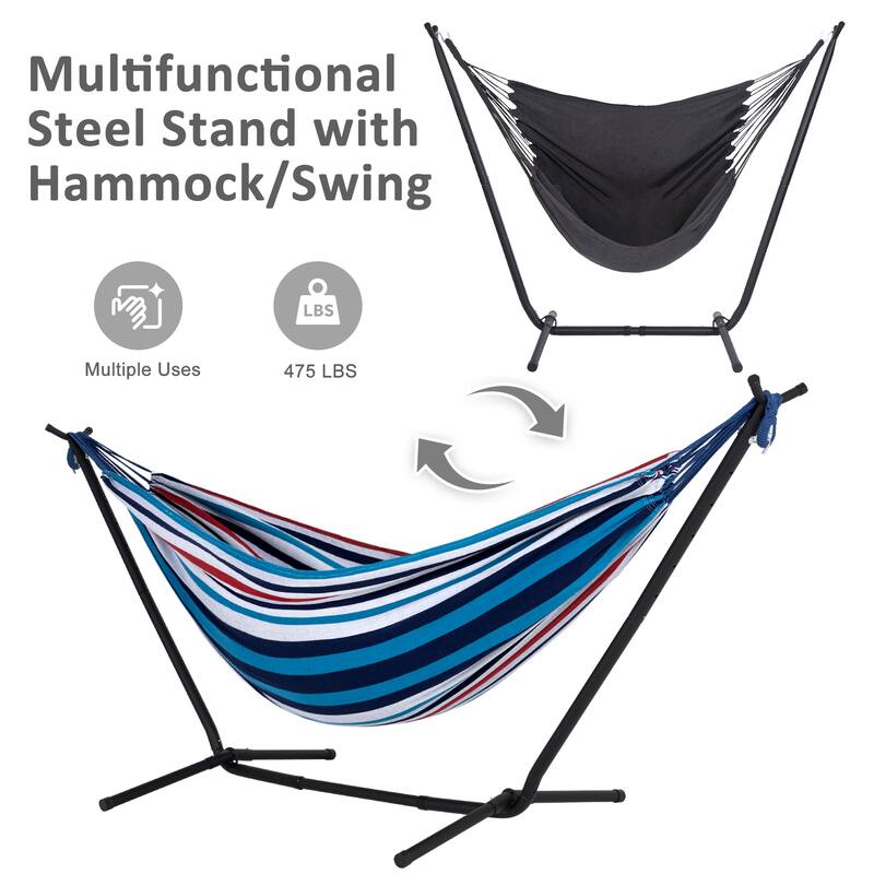 10.7 ft. 2-Person Brazilian-Style hammock with Stand - Convertible