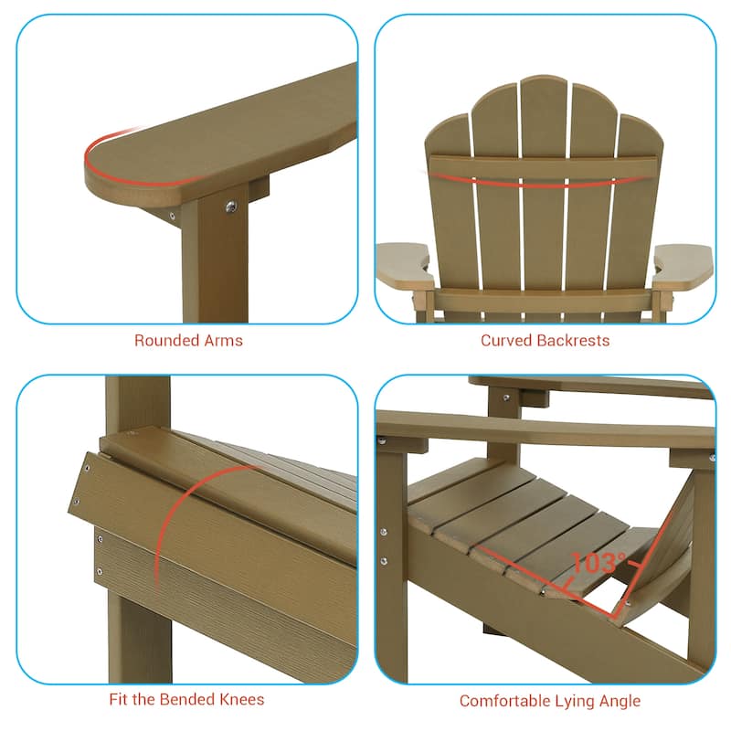 BONOSUKI Outdoor Adirondack Chair,HIPS Wooden-Like Finish Single Chair