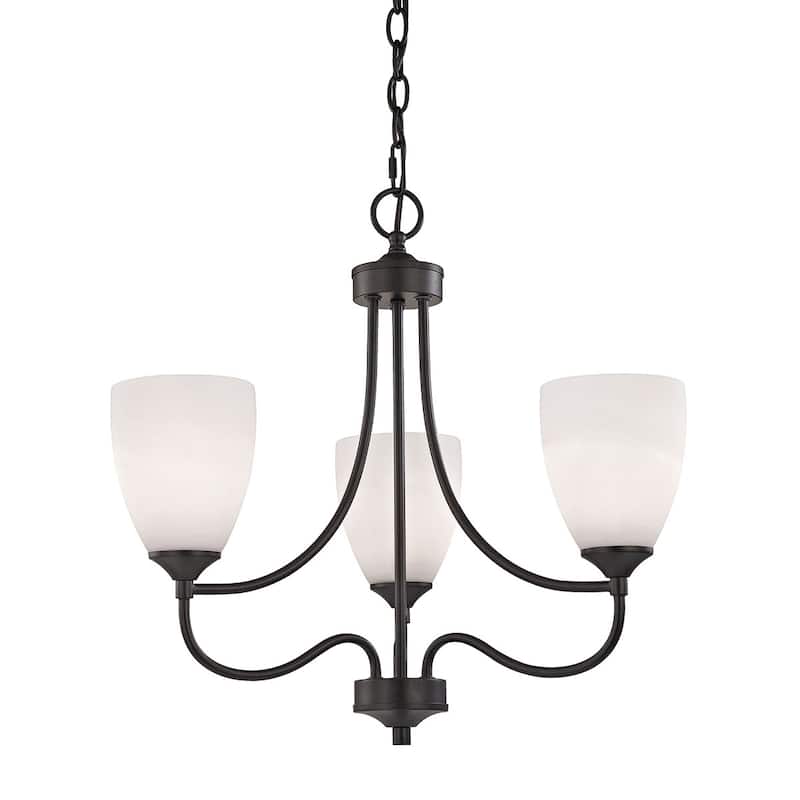 Arlington 22-inch Wide 3-Light Chandelier in Oil Rubbed Bronze with White Glass
