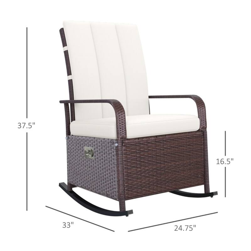 Reclining Outdoor Rocking Chair with Removable Cushion Covers and Adjustable Footrest for Comfortable Seating