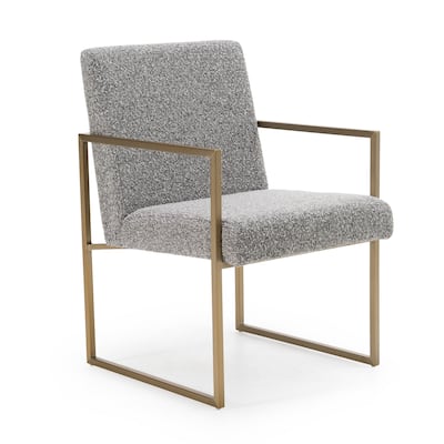 Modrest Suzanne Modern Grey Fabric & Antique Brass Dining Chair