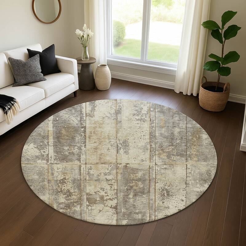 Premium Washable Super Soft Modern Panel Mayfield Rug - Beige - 8' x 8'
