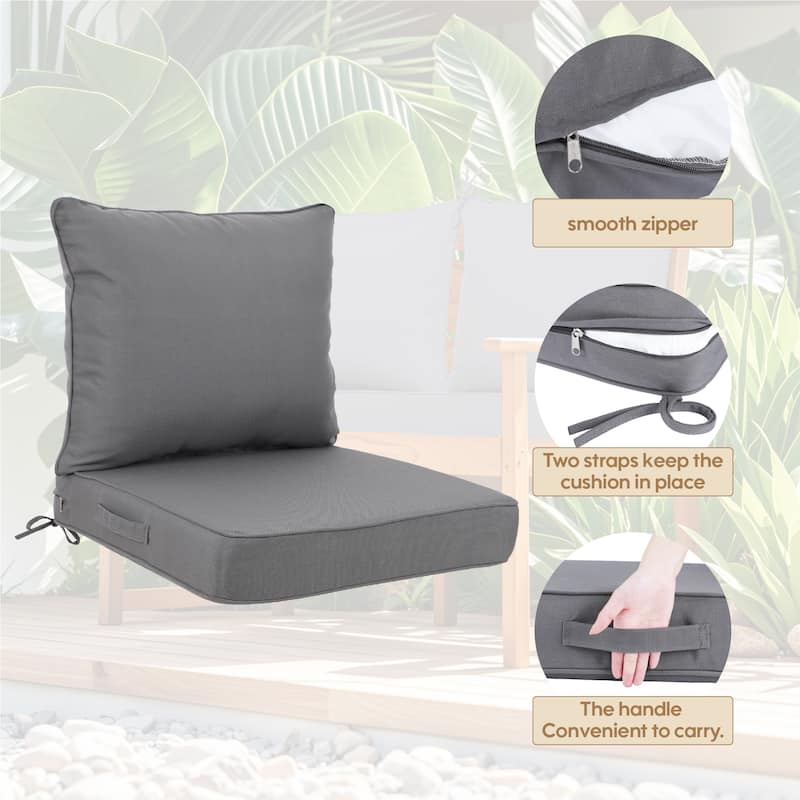 GDFStudio Marie Outdoor 24x24 Inch Seat Cushion Set with Removable Covers (set of 2) - 24" x 24"