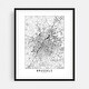 Brussels Belgium Brussels White Map Maps Black White Art Print/Poster ...