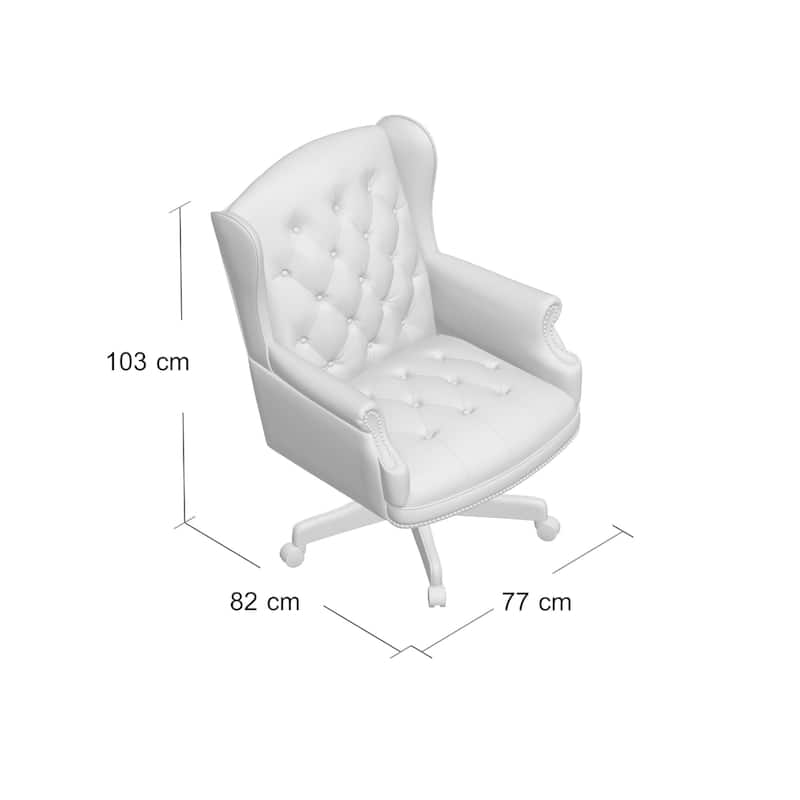 Saily Oversize Executive Chair, Traditional Wingback Black Tufted Vinyl