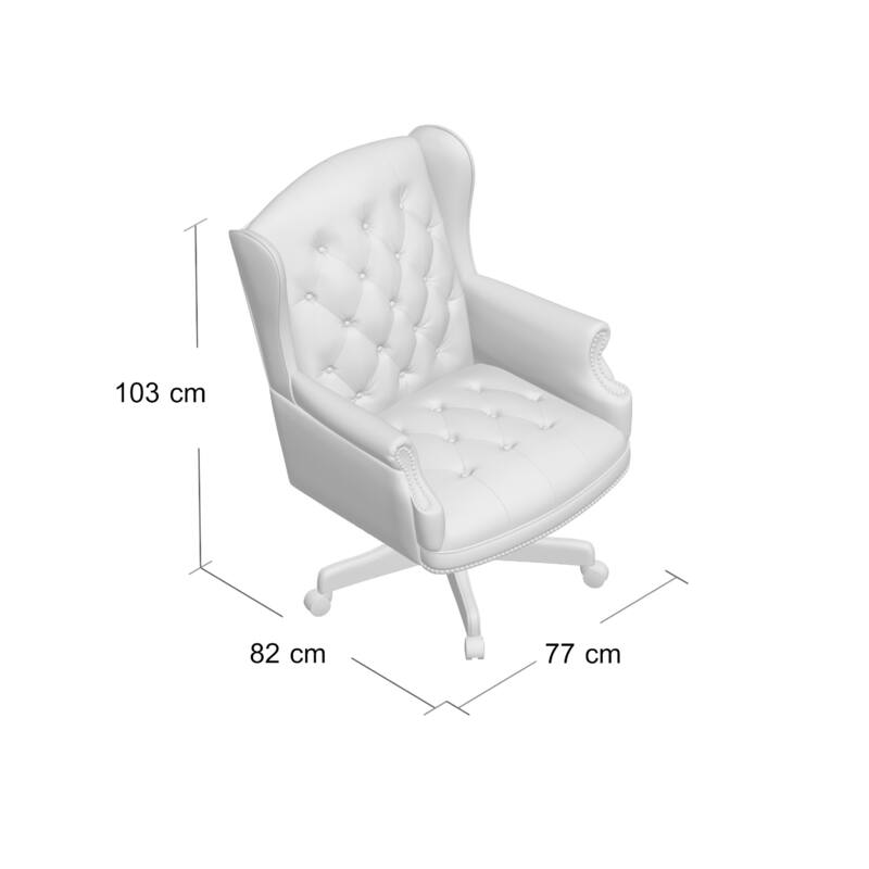 Saily Oversized Exec Chair, Traditional Wingback Burgundy Tufted Vinyl