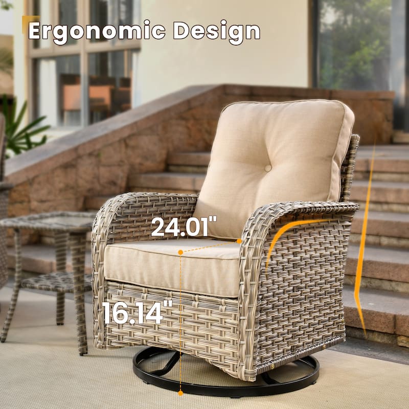 XIZZI 10-piece Patio Furniture Wicker Sectional Set with Swivel Chair