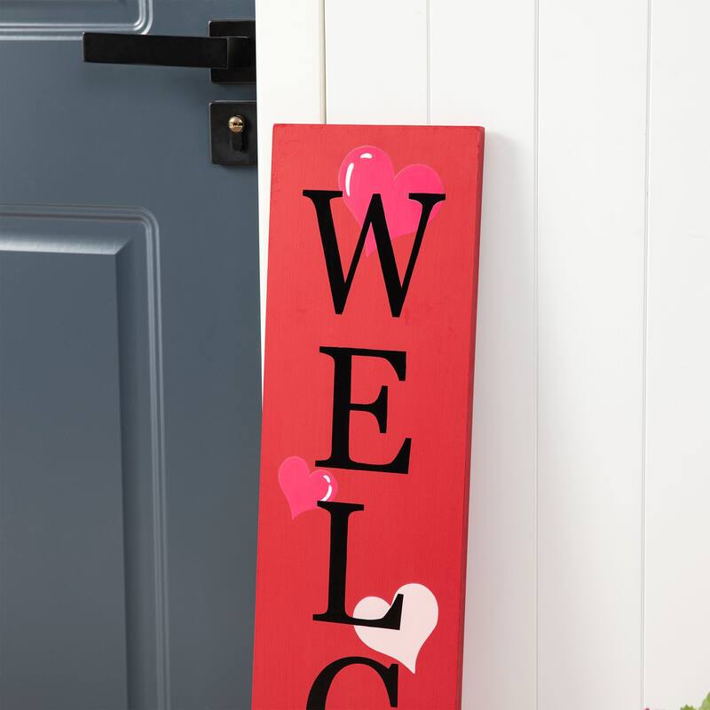 Glitzhome 36"H Valentine's Wooden Welcome Porch Sign