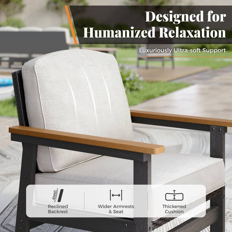 MAISON ARTS 5-Seat HDPE Outdoor Furniture Set, 4-Piece Rattan Patio Conversation Set