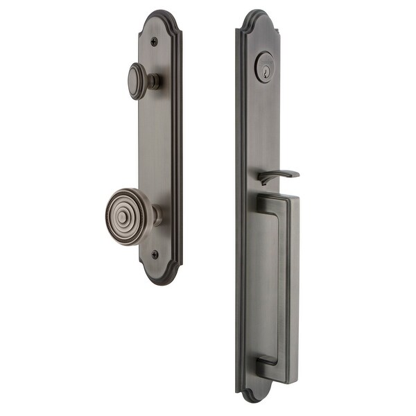 Grandeur ARCDGRSOL_ESET_238 Arc Solid Brass Rose Keyed Entry Single Cylinder Full Plate "D" Grip Handleset with Soleil Knob and