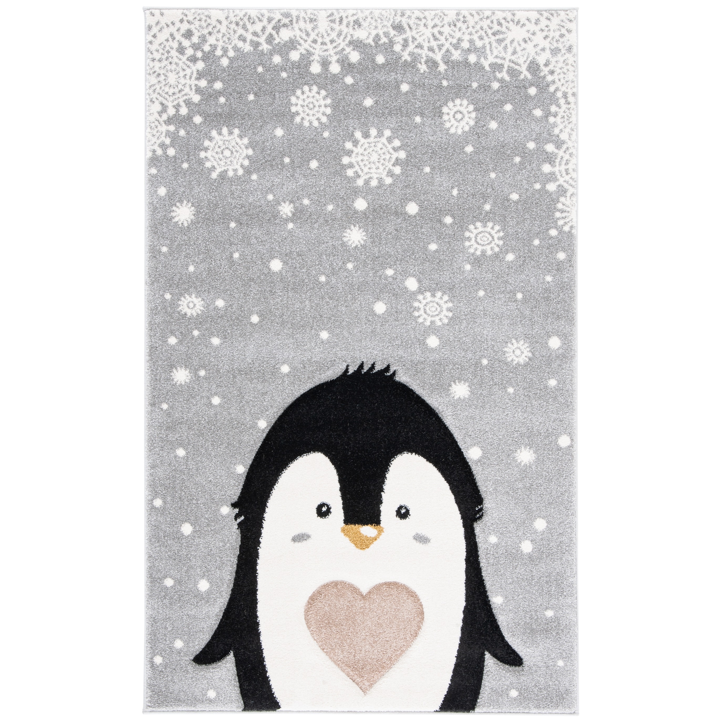 Penguin Rugs Penguin Family Area Rug White and Gray Carpets Winter