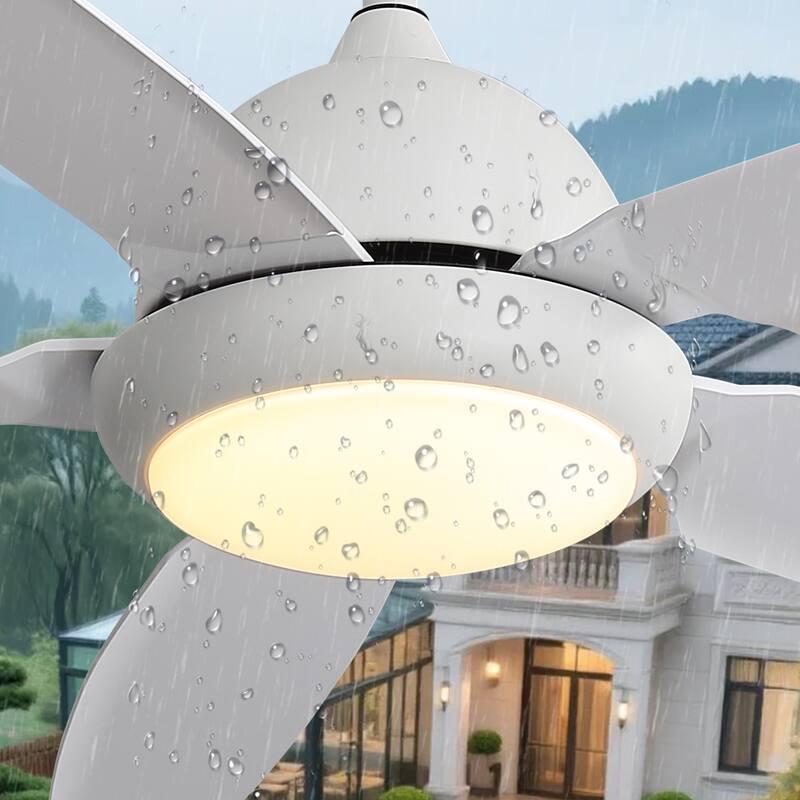 Sofucor 52 Inch Waterproof Outdoor Ceiling Fan with Lights and Remote,IP65 Hanging Gazebo Fan,Wet Rated Plug in Fan with Cord