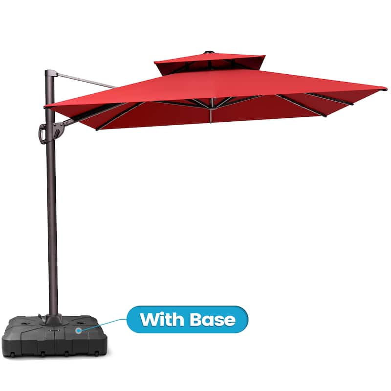 9 x 11.5 FT Outdoor Patio Dual Top Cantilever Umbrella with Weighted Base