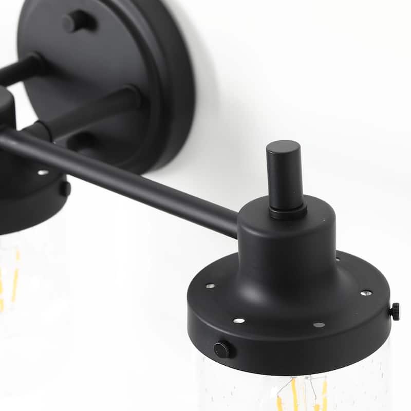 3-Light Bathroom Vanity Light with Seeded Glass Shades - 19.7'' W × 5.9'' D × 7.5'' H