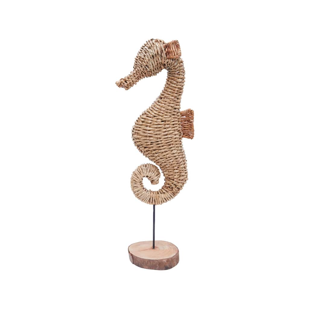 Woven Seahorse On Stand Decor - Brown