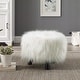 preview thumbnail 1 of 6, Silver Orchid Karlweis White Shag Faux Fur Ottoman