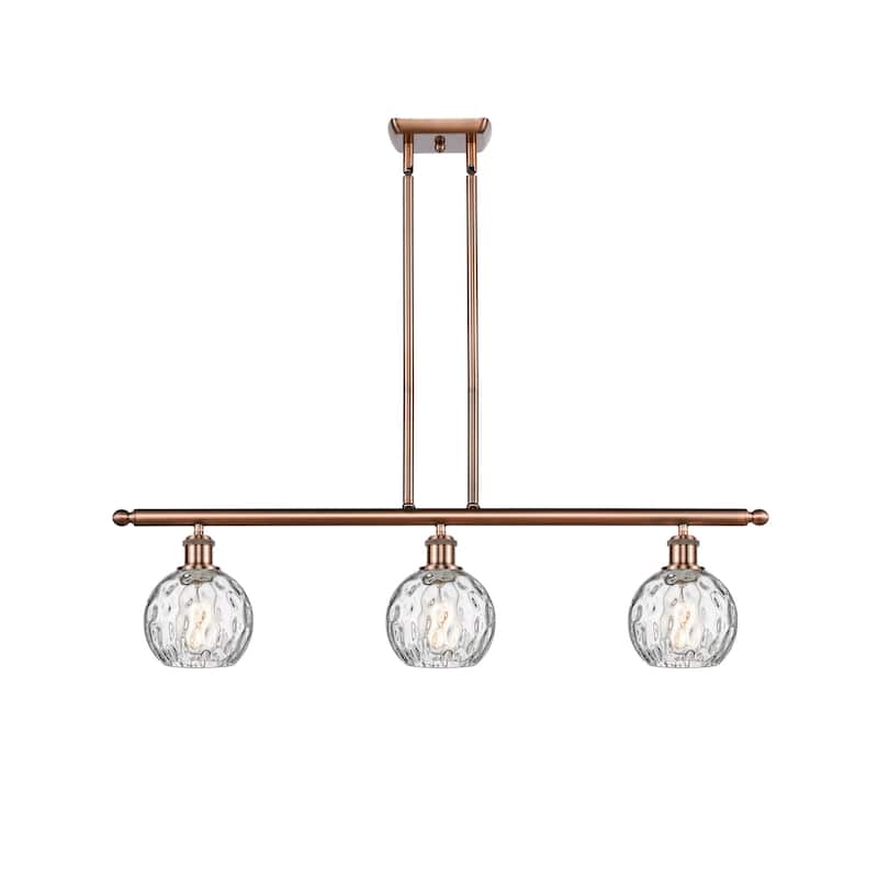 Innovations Lighting 516-3I-9-36 Athens Linear Athens 3 Light 36" Wide - Antique Copper / Clear Water Glass